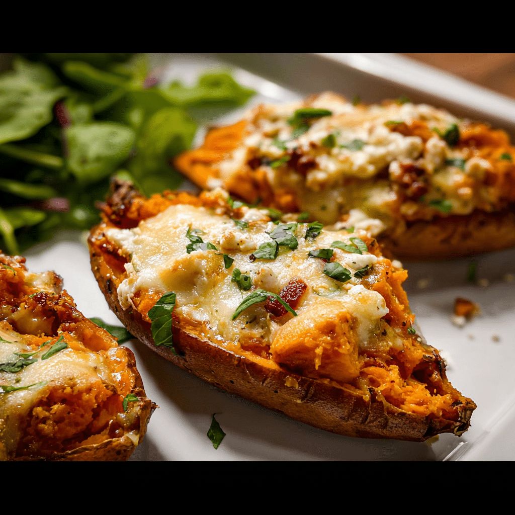 Chipotle Twice Baked Sweet Potatoes with Cheese