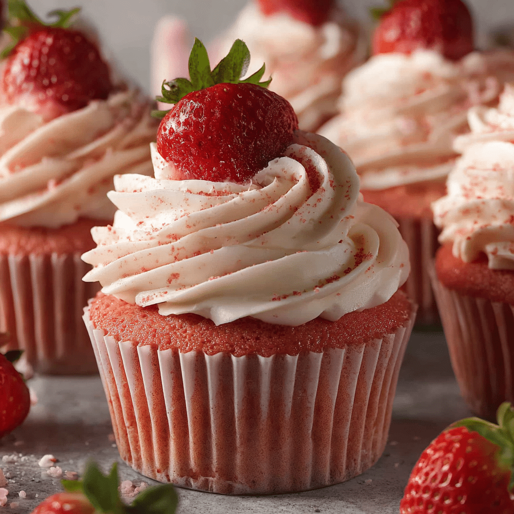 Fresh Strawberry Cupcakes with Creamy Frosting