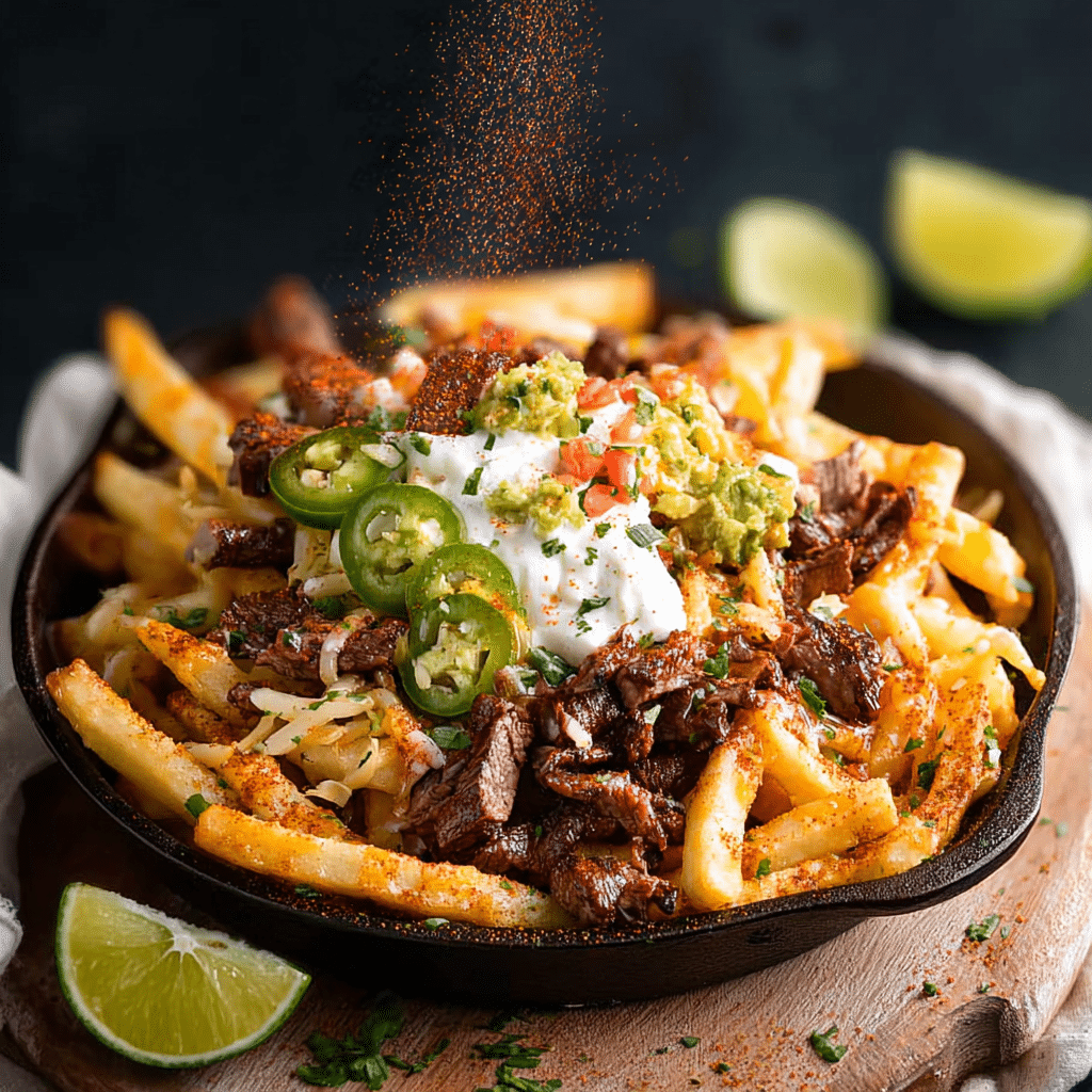 Loaded Carne Asada Fries with Nacho Dust