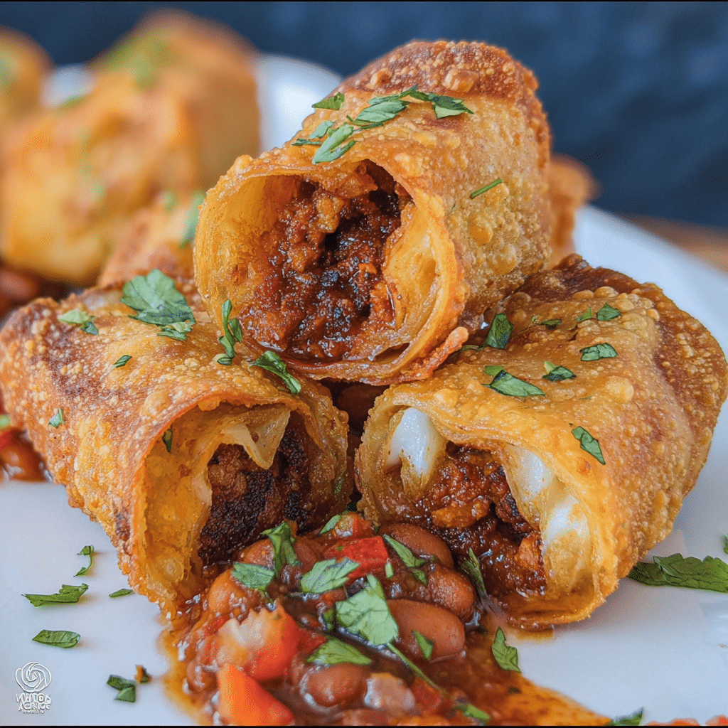 Mexican Eggrolls with Chorizo & Chipotle Beans