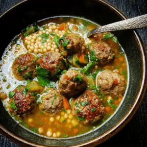 Moroccan Meatball Couscous Soup