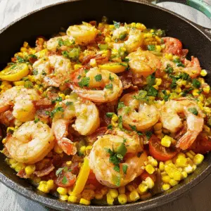Shrimp and Corn Skillet with Pancetta