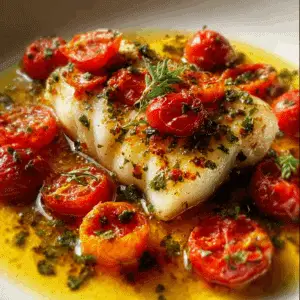 Baked Cod with Tomato Herb Butter