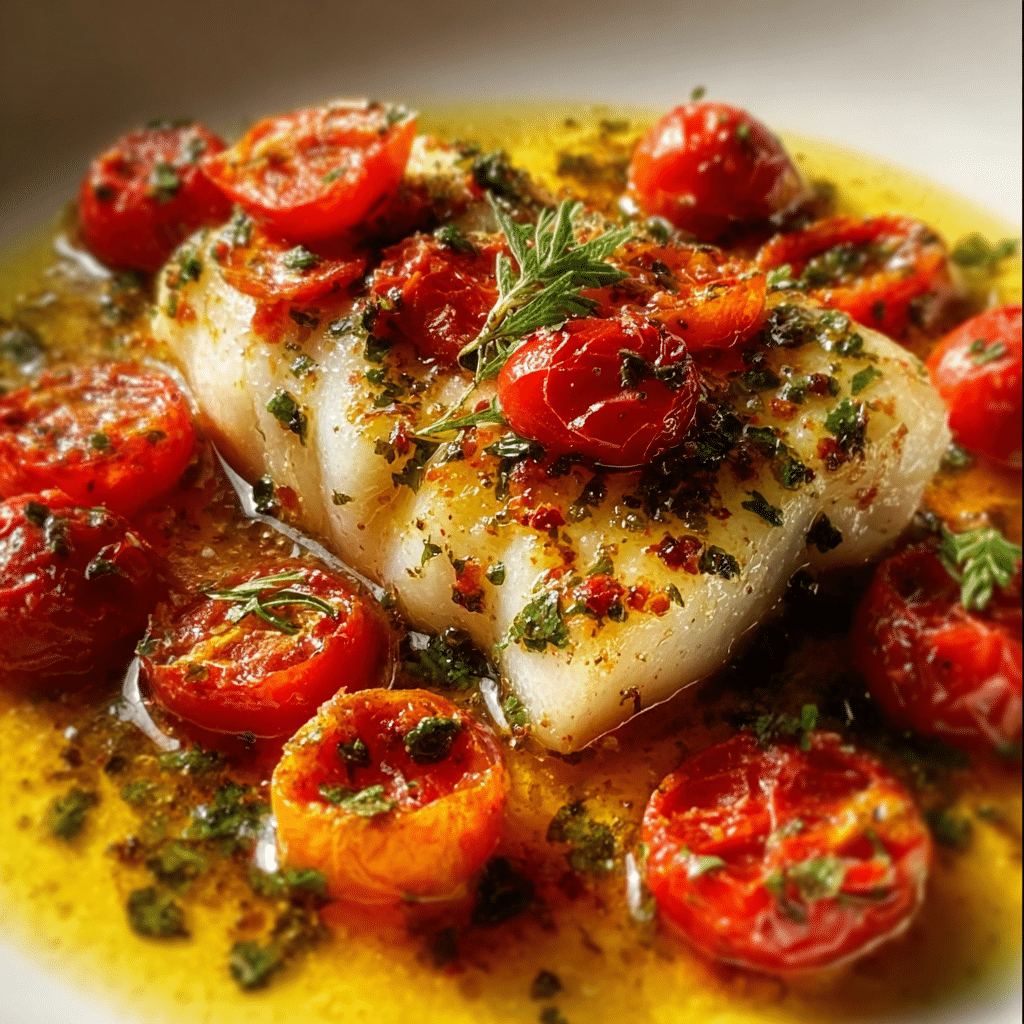 Baked Cod with Tomato Herb Butter