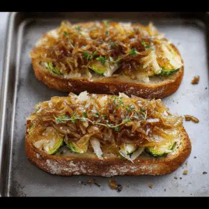 Brussels Sprouts Toast with Caramelized Onions