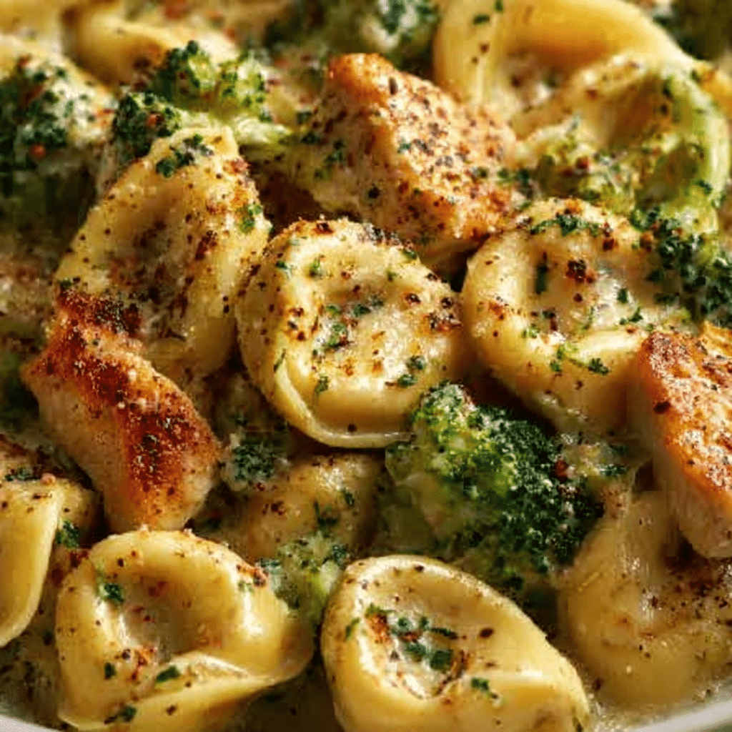 Creamy Garlic Parmesan Tortellini with Chicken and Broccoli