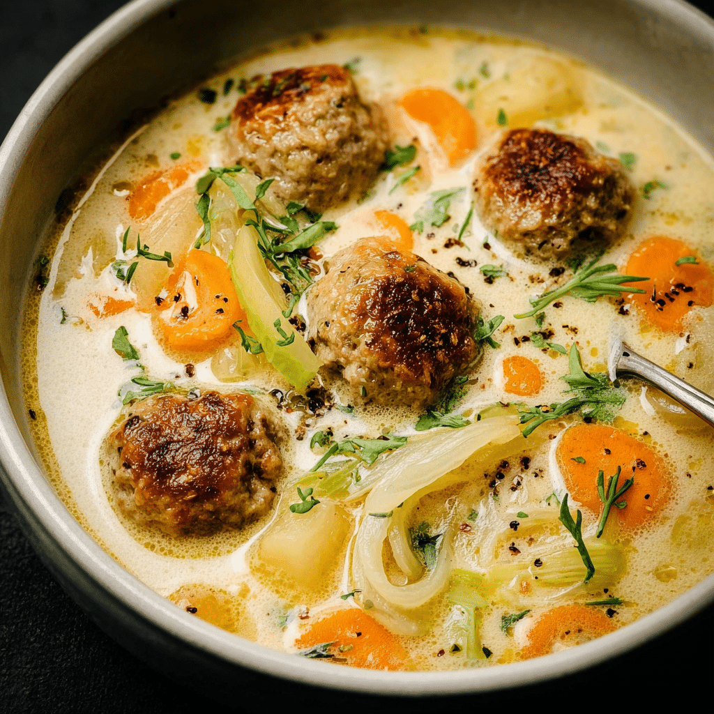 Creamy Meatball Soup with Vegetables