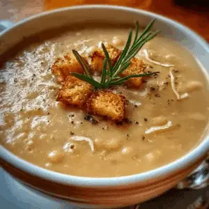 Creamy Rosemary and Roasted Garlic White Bean Soup