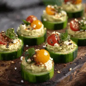 Cucumber Hummus Bites