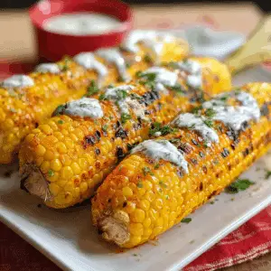 Grilled Buffalo Corn with Vegan Ranch