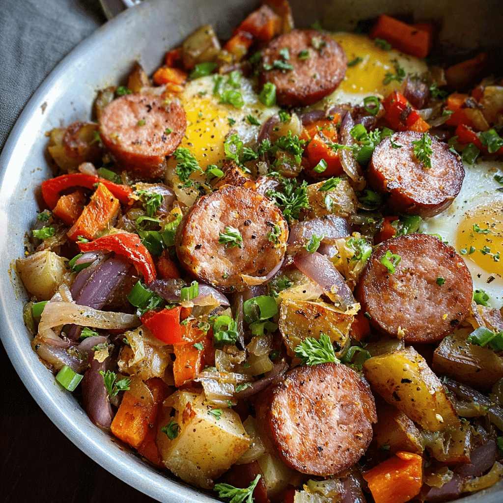 Kielbasa Breakfast Hash with Veggies and Potatoes