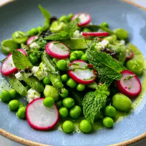 Peas with Radish & Mint Salad