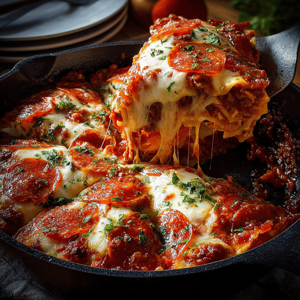 Pizza Lasagna Skillet Bake