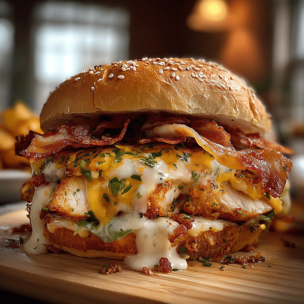 Easy and Cheesy Chicken Bacon Ranch Sandwich