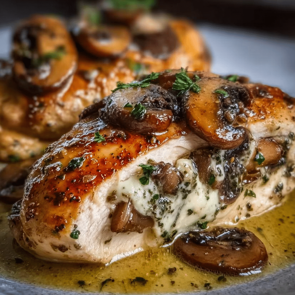 Garlic Butter Mushroom Stuffed Chicken Breast