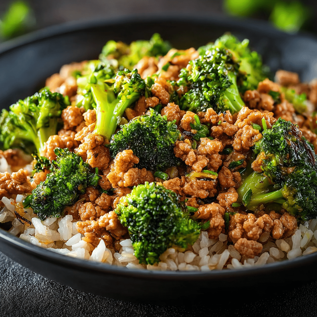 Ground Chicken and Rice with Broccoli