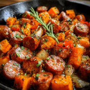 Honey Garlic Sausage Sweet Potato Skillet