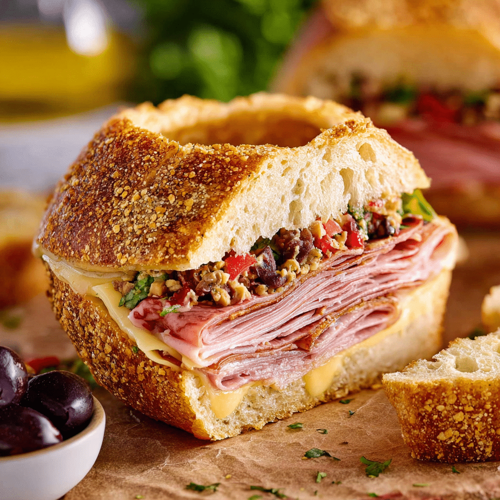 Muffuletta Bread Bowl Sandwich