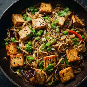 One Pan Asian Tofu Noodles