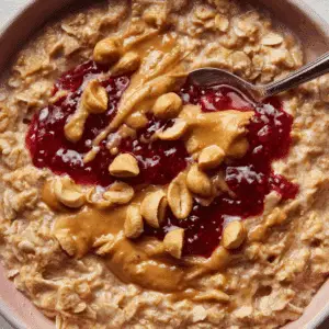 Peanut Butter and Jelly Stovetop Oatmeal