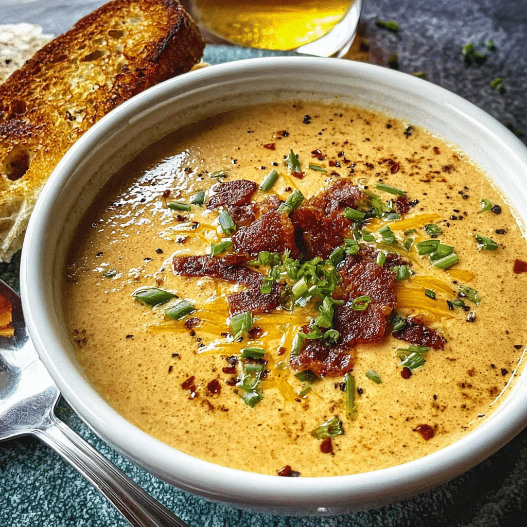 Spicy Chili Beer Cheese Soup