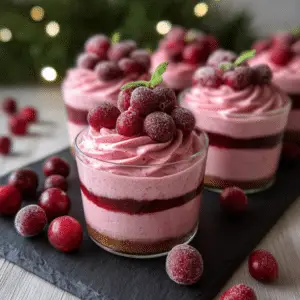 Cranberry Mousse Cups – Fluffy Mini Christmas Desserts