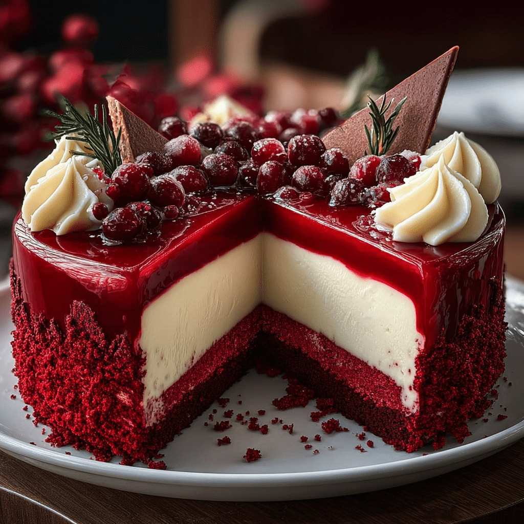 Easy Christmas Red Velvet Cheesecake