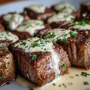 Garlic Butter Steak with Parmesan Cream Sauce
